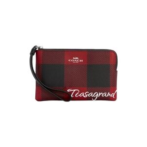 Brand New NWTS COACH Corner Zip Wristlet/Wallet With Buffalo Plaid Print